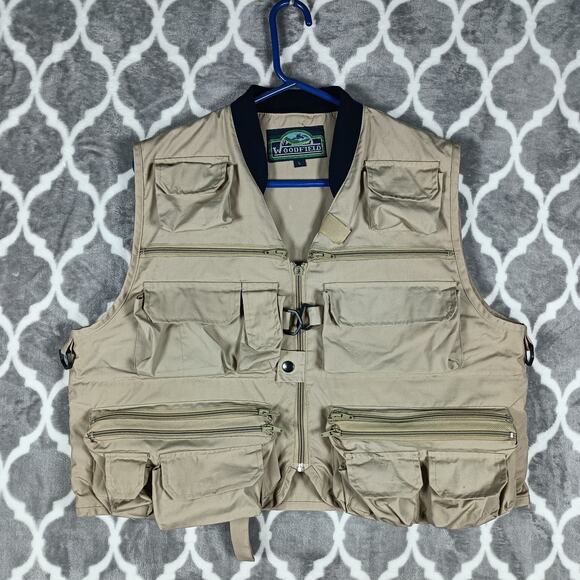 Woodfield Fishing Utility Vest Men Size Large Tan Multi Pocket Outdoor Travel - Picture 1 of 11